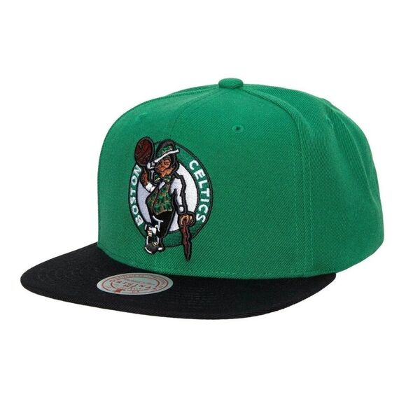 Men's Mitchell &‎ Ness Kelly Green/Black Boston Celtics Snapback Hat - Picture 1 of 1